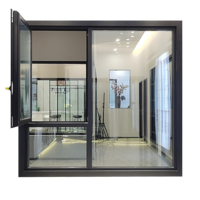 Coffee Brown Glass Color Aluminum Casement Window with Stainless Steel Screen Netting