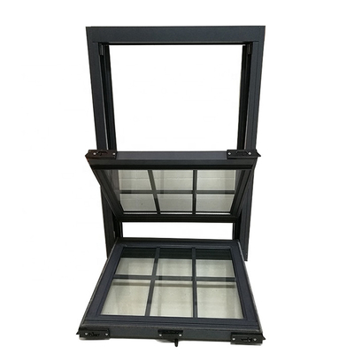 Electric Lift Up Double Glass Aluminum Frame Smart Hung Window with Brown Glass Color