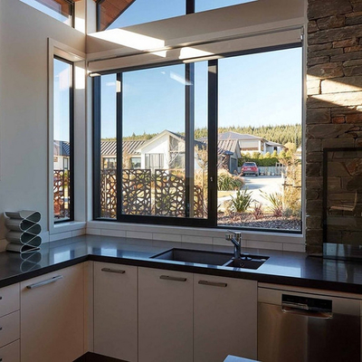 Customized Gray Double Glazed Glass Impact Aluminum Sliding Windows and Doors with Security Bars