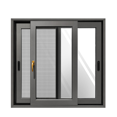 Customized Gray Double Glazed Glass Impact Aluminum Sliding Windows and Doors with Security Bars