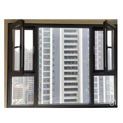 House Louver Curtain Type Fixed Aluminum Casement Window with Black Color Sub Frame