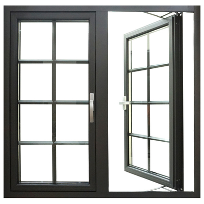 House Louver Curtain Type Fixed Aluminum Casement Window with Black Color Sub Frame