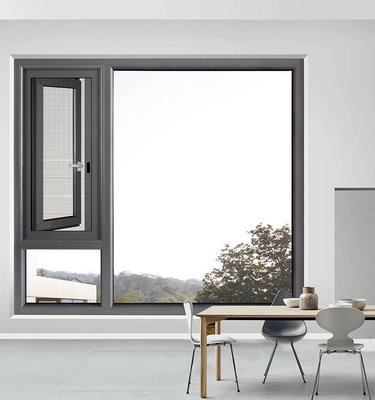 House Louver Curtain Type Fixed Aluminum Casement Window with Black Color Sub Frame