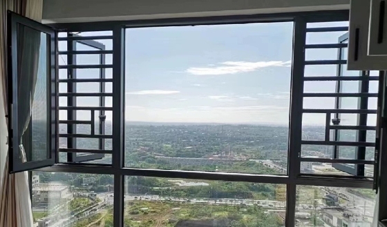 House Louver Curtain Type Fixed Aluminum Casement Window with Black Color Sub Frame