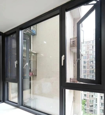 House Louver Curtain Type Fixed Aluminum Casement Window with Black Color Sub Frame