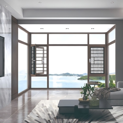 Customizable Hanging Curtain Type Aluminum Hurricane Impact Windows with Grille Design