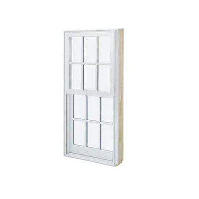 White PVC Raw Material UPVC Hung Window for Vertical Opening and Fiberglass Mesh Screen
