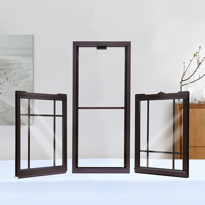 Customized UPVC Black Single-Hung Windows with Roller Blind Curtain Type