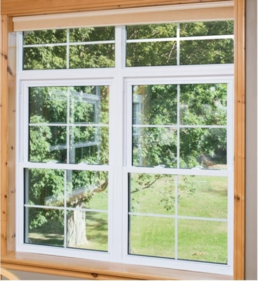 Apartment Single Hung Window with Plastic Frame and Curtain Type Roller Blind