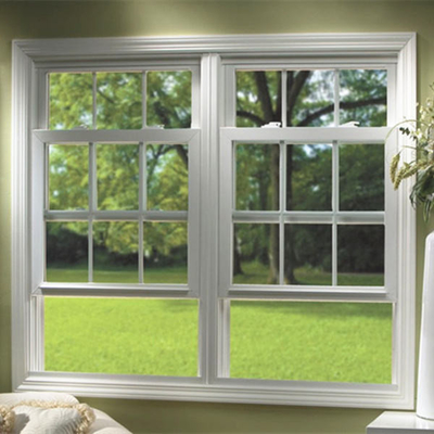 Apartment Single Hung Window with Plastic Frame and Curtain Type Roller Blind