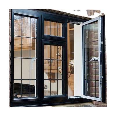 Upvc Black Frame Double Glazed Casement Windows with Crank Handle and Customized Colors