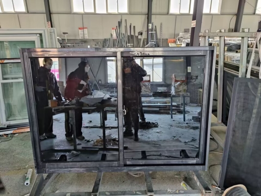 Folding Screen Black Color Sliding Aluminium Window for Heat Insulation Function
