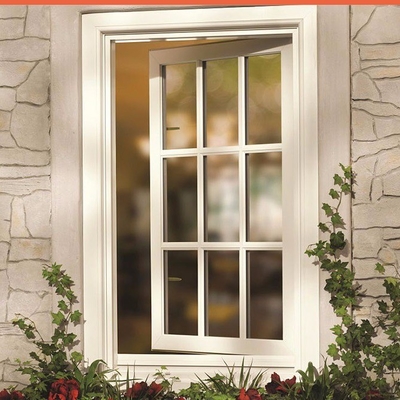 Customized Colors UPVC Casement Windows with Simulated Bars and Plastic Frame Options