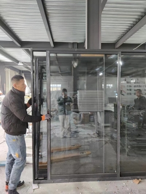 Folding Screen Black Color Sliding Aluminium Window for Heat Insulation Function