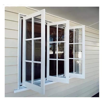 Customized Colors UPVC Casement Windows with Simulated Bars and Plastic Frame Options