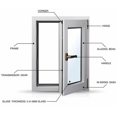 Modern House Window Low-E Glazing Germany Hardware UPVC Casement Window with Crank Handle